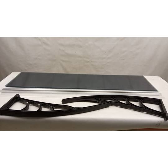 Tettuccio di protezione 150x80 cm grigio scuro. Tettoia per porte e finestre con supporto nero