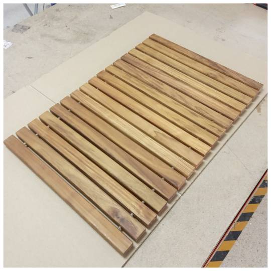 Tarima per a dutxa i bany rectangular i enrotllable 60 x 40 cm de fusta de teca certificada