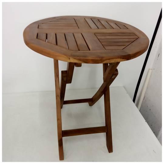 Mesa redonda 66 cm plegable para jardín exterior de madera de teca certificada