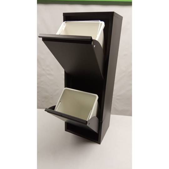 Poubelle en métal avec 2 compartiments noirs pour le recyclage