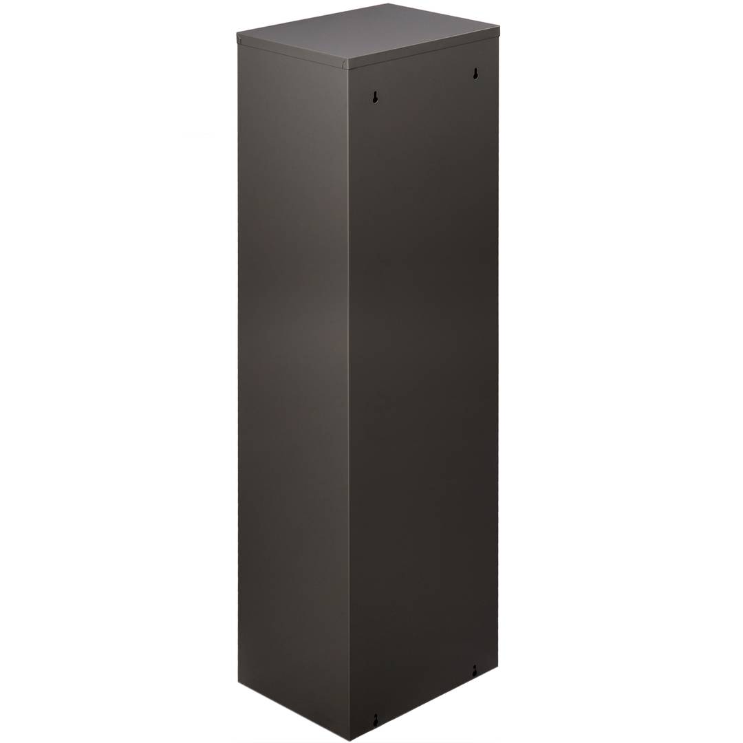 Metal waste bin with 3 black compartments for recycling