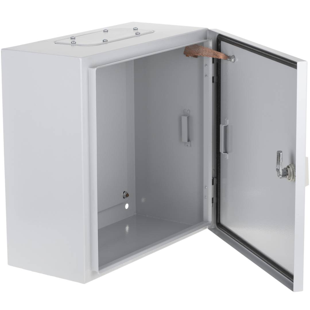 Caja de distribución eléctrica metálica con protección IP54 para fijación a pared 400x400x200mm