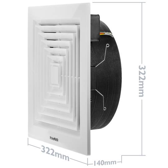 Ventilateur d'extraction, Extracteur d'air 275x275 mm, puissance d'aspiration élevée, pour évier de salle de bain cuisine débarras garage