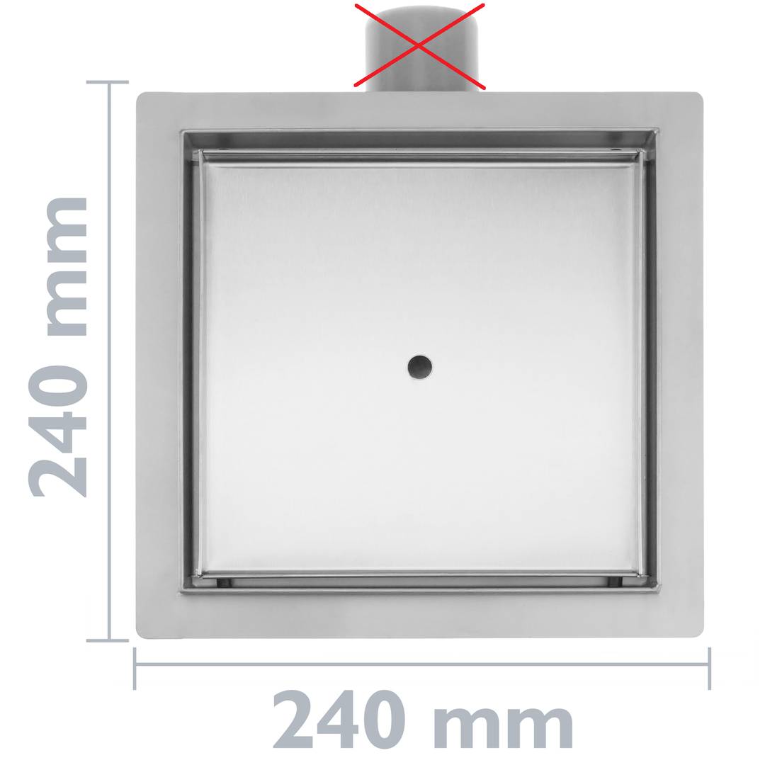 Calha quadrada de chuveiro 20 cm para azulejo em aço inox