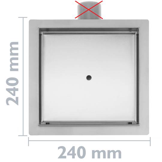 Calha quadrada de chuveiro 20 cm para azulejo em aço inox