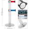 Scheidingspaal 2 stuks in RVS met 5 m blauwe en rode uitschuifbare tape 350 x 76 x 910 mm