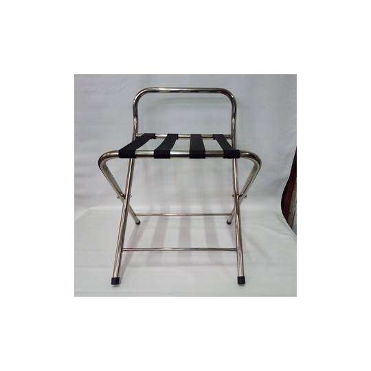 Klappbarer Kofferständer mit Rückenlehne für Hotel und Apartment aus verchromtem Metall 560 x 440 x 680 mm