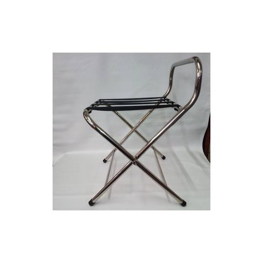 Klappbarer Kofferständer mit Rückenlehne für Hotel und Apartment aus verchromtem Metall 560 x 440 x 680 mm