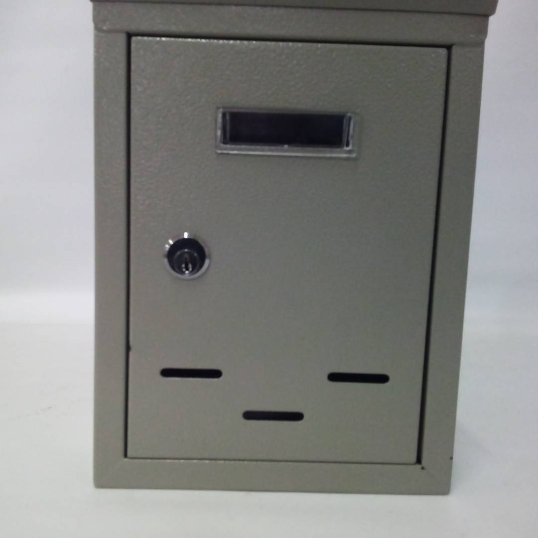Gray metal mailbox for letters and postal mail 178 x 57 x 259 mm