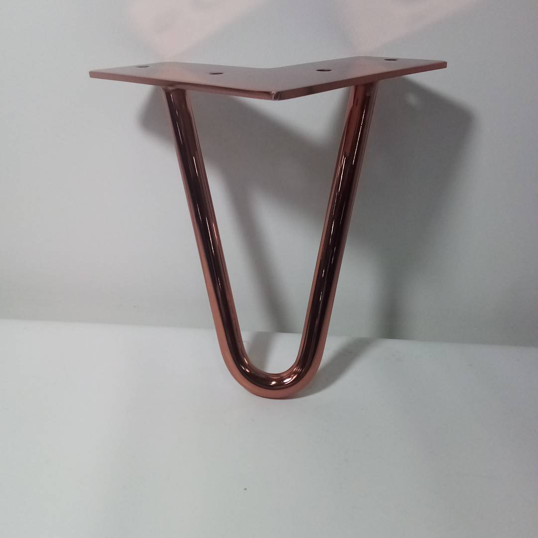 Peus per taula i moble Potes en acer 2 varetes 15 cm coure brillant 4-pack