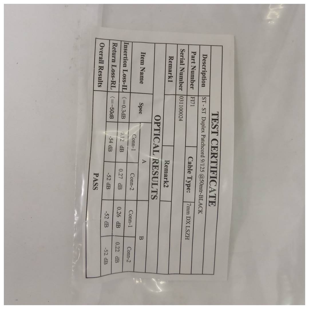 50m OS2 single-mode duplex 9/125 fiber optic cable ST/PC to ST/PC