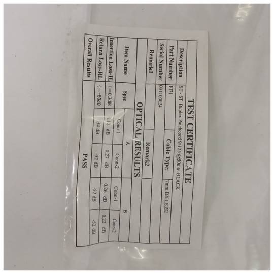 50m OS2 single-mode duplex 9/125 fiber optic cable ST/PC to ST/PC