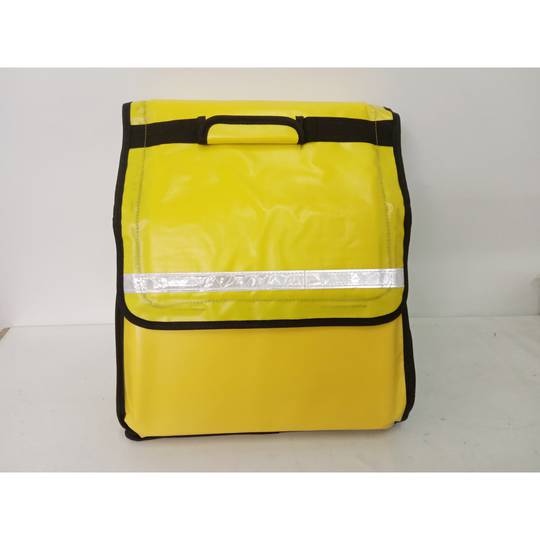 Yellow portable refrigerator 40 Liters 34x47x25cm, isothermal bag backpack for picnic, camping, beach, food delivery by motorcycle or bicycle