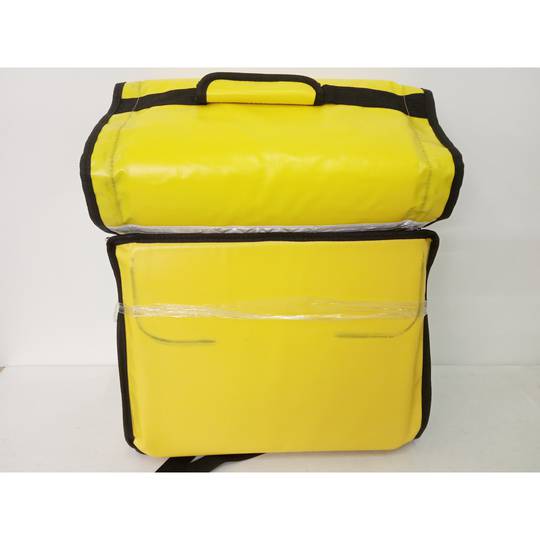 Yellow portable refrigerator 40 Liters 34x47x25cm, isothermal bag backpack for picnic, camping, beach, food delivery by motorcycle or bicycle