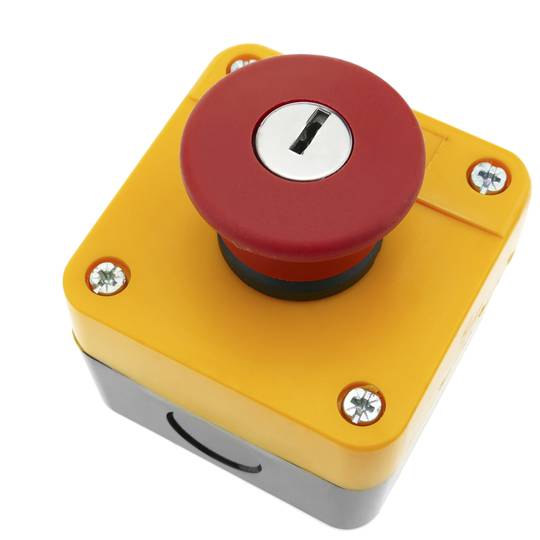 Emergency stop push button box with refurbished NC key