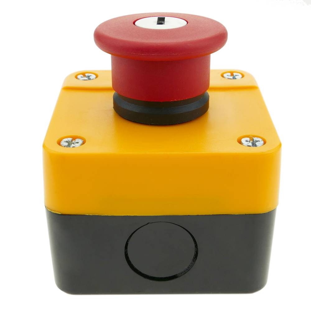 Emergency stop push button box with refurbished NC key