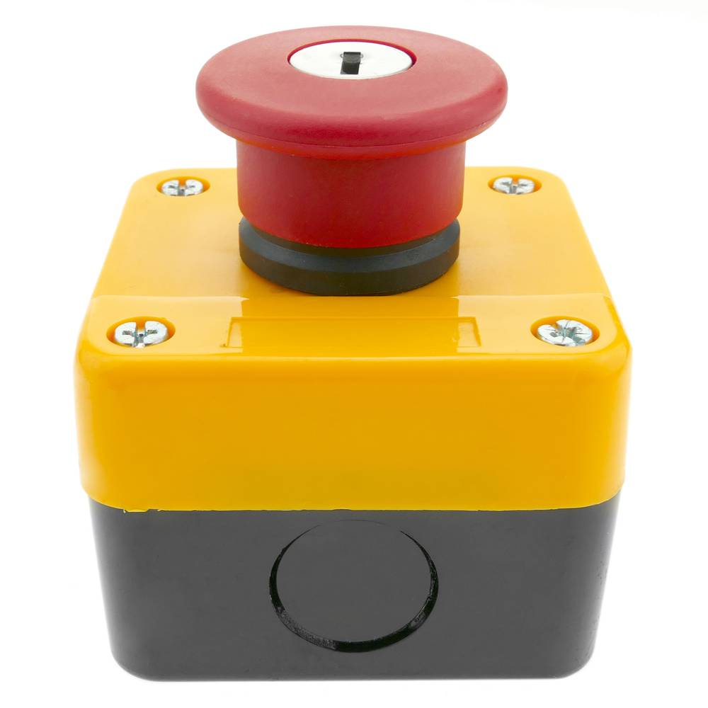 Emergency stop push button box with refurbished NC key