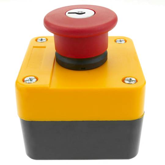 Emergency stop push button box with refurbished NC key