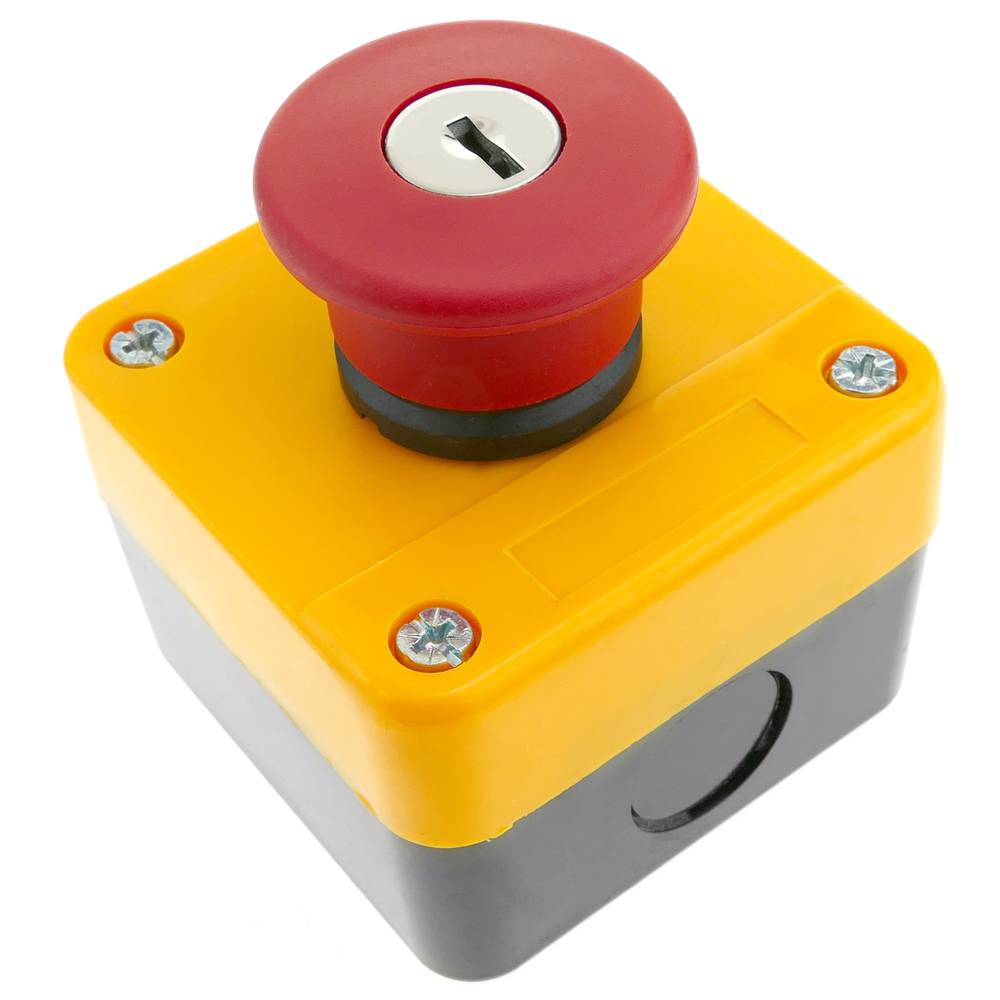 Emergency stop push button box with refurbished NC key