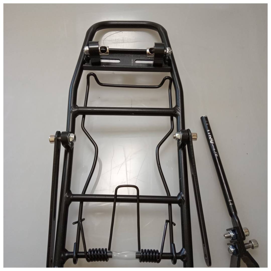 Portapacchi posteriore per bicicletta in metallo con leva e doppio fissaggio 39x34cm