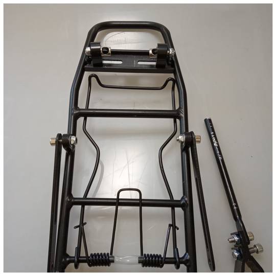 Portapacchi posteriore per bicicletta in metallo con leva e doppio fissaggio 39x34cm