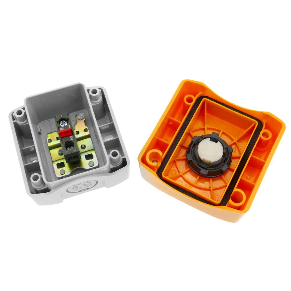 Emergency stop push button box with NC lock reconditioned