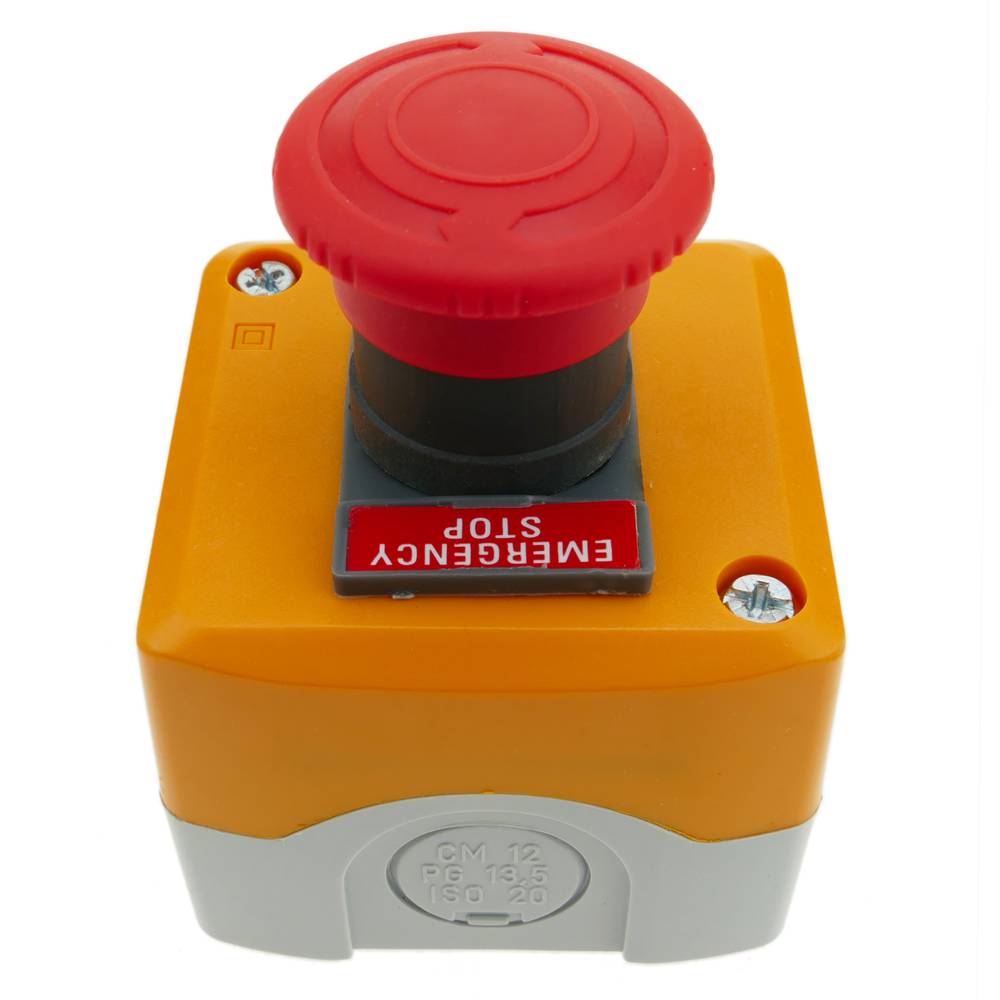 Emergency stop push button box with NC lock reconditioned