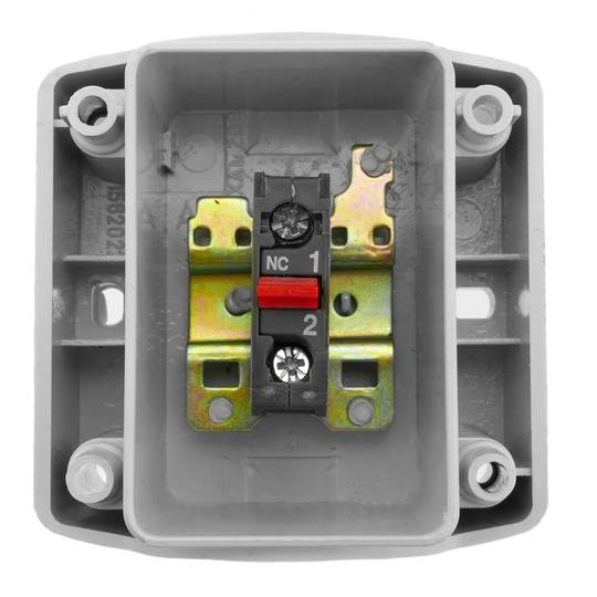 Emergency stop push button box with NC lock reconditioned