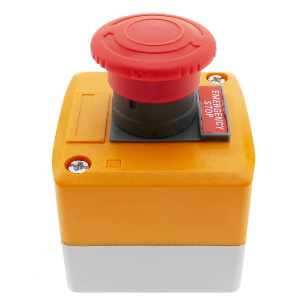 Emergency stop push button box with NC lock reconditioned