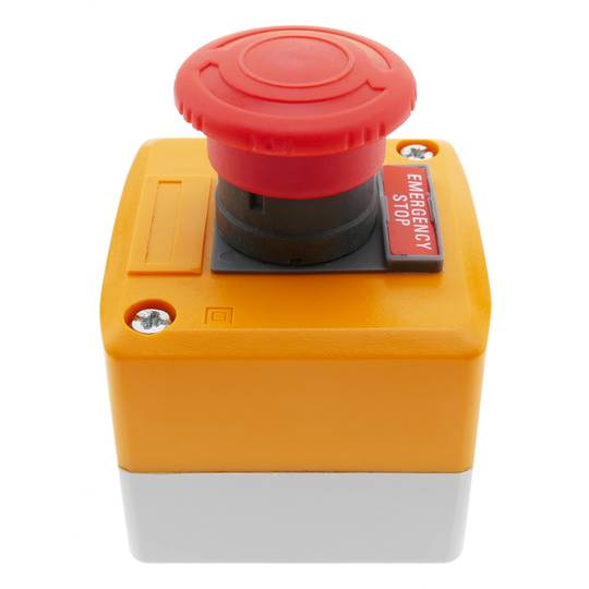 Emergency stop push button box with NC lock reconditioned