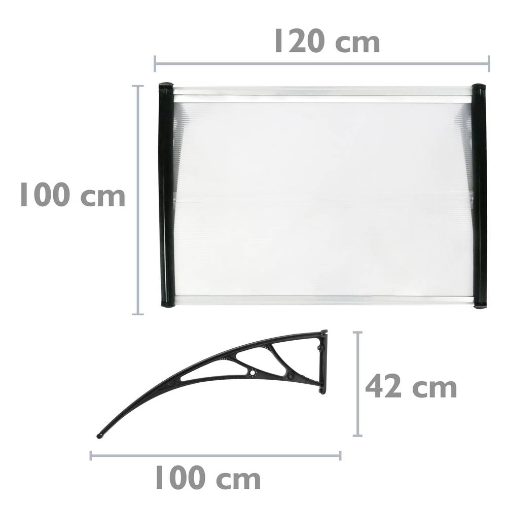 Tejadillo de protección Marquesina para puertas y ventanas negro 120x100cm reacondicionado