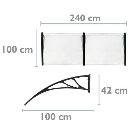 Luifelbescherming Luifel voor deuren en ramen zwart 240x100cm gereviseerd