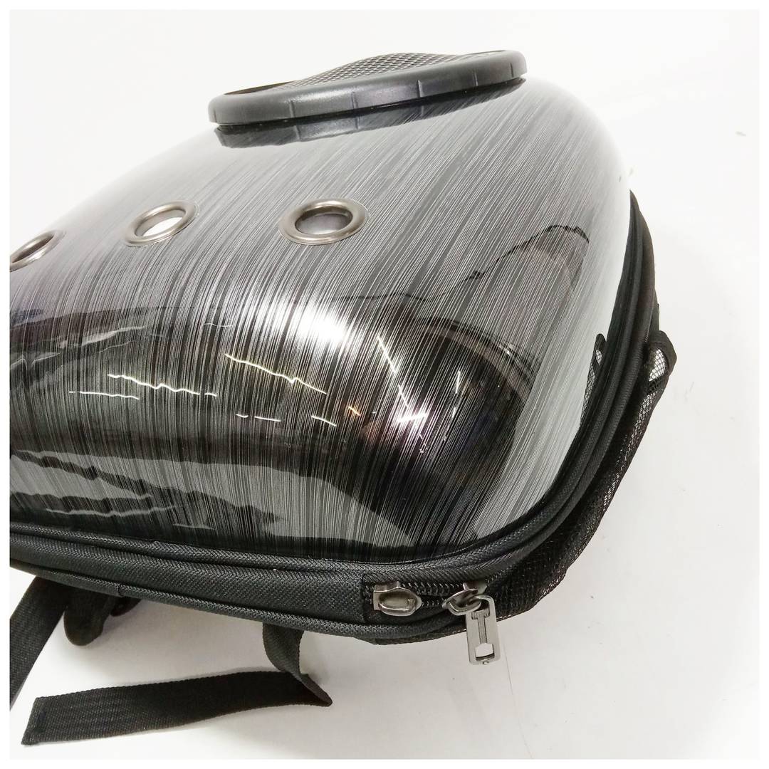 Mochila para transporte de mascotas gato y perro Transportin de plástico rígido gris