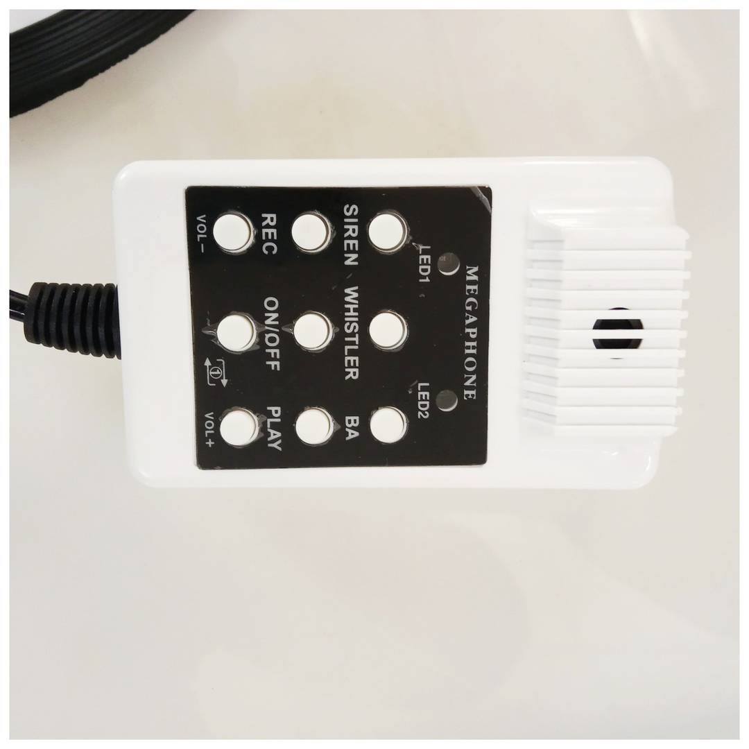 Niebieski megafon 25 W z nagrywaniem 10s i syreną przenośny głośnik 230 x 350 mm