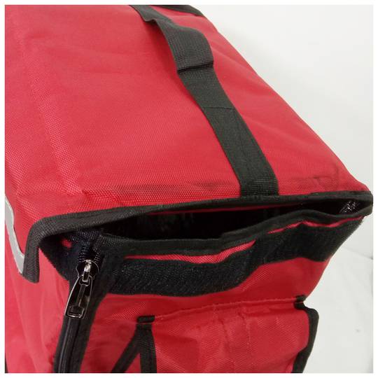 Mochila isotérmica para entrega de pedidos de comida de moto e bicicleta vermelha 35 x 25 x 49 cm.