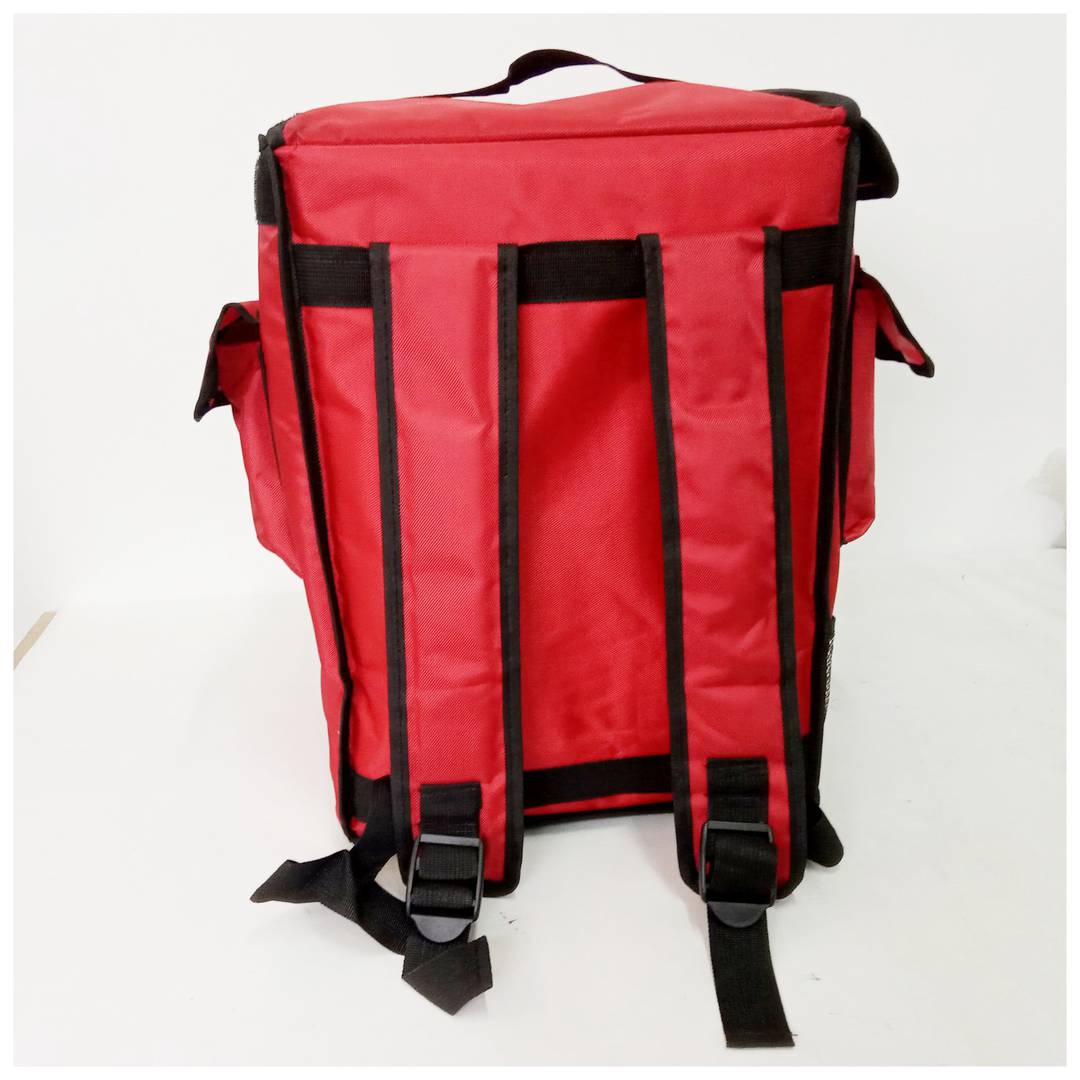 Mochila isotérmica para entrega de pedidos de comida de moto e bicicleta vermelha 35 x 25 x 49 cm.