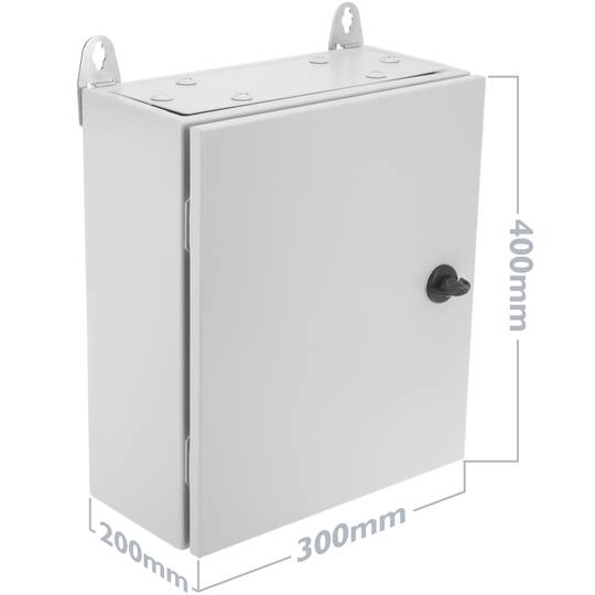 Metallic electrical distribution box with IP65 protection for wall mounting 400x300x200mm