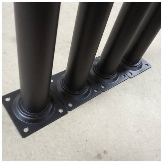 Pés redondos para mesa e móveis. Conjunto de 4 pernas de aço preto de 75 cm