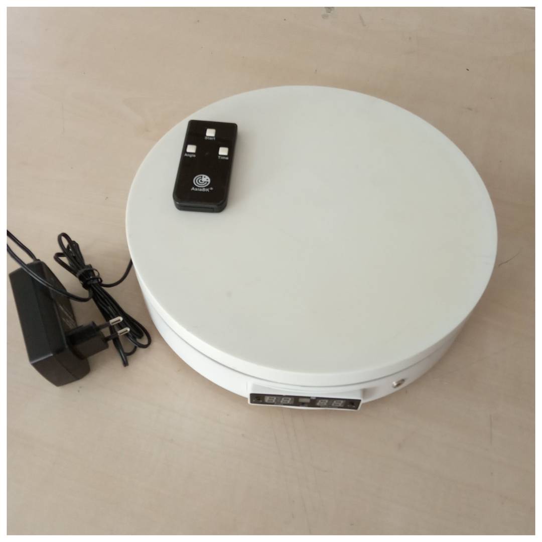 28 cm electric swivel base. White rotating platform with remote control
