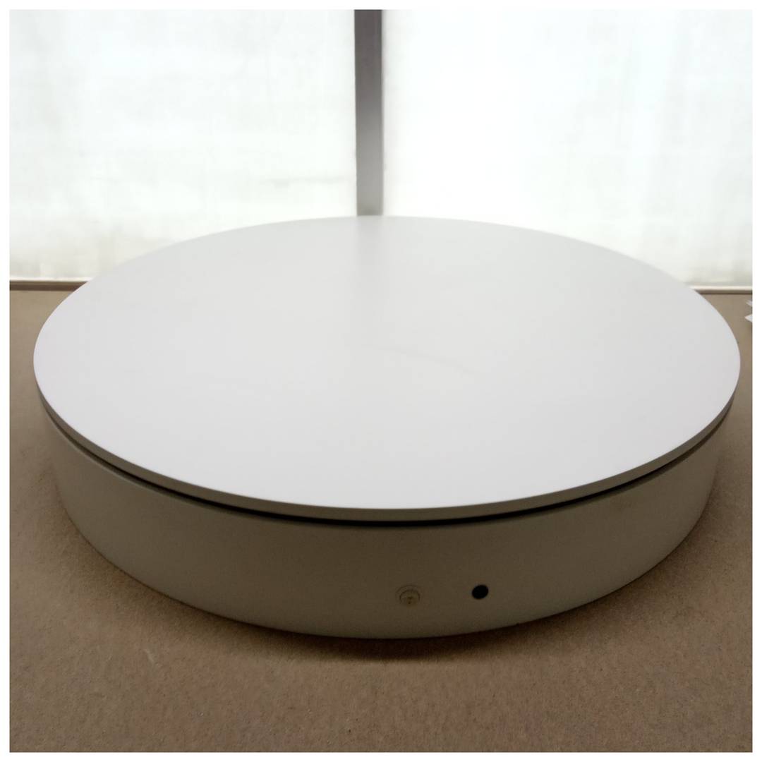 Base giratòria elèctrica de 80 cm i 250 kg de càrrega. Plataforma rotatòria de color blanc