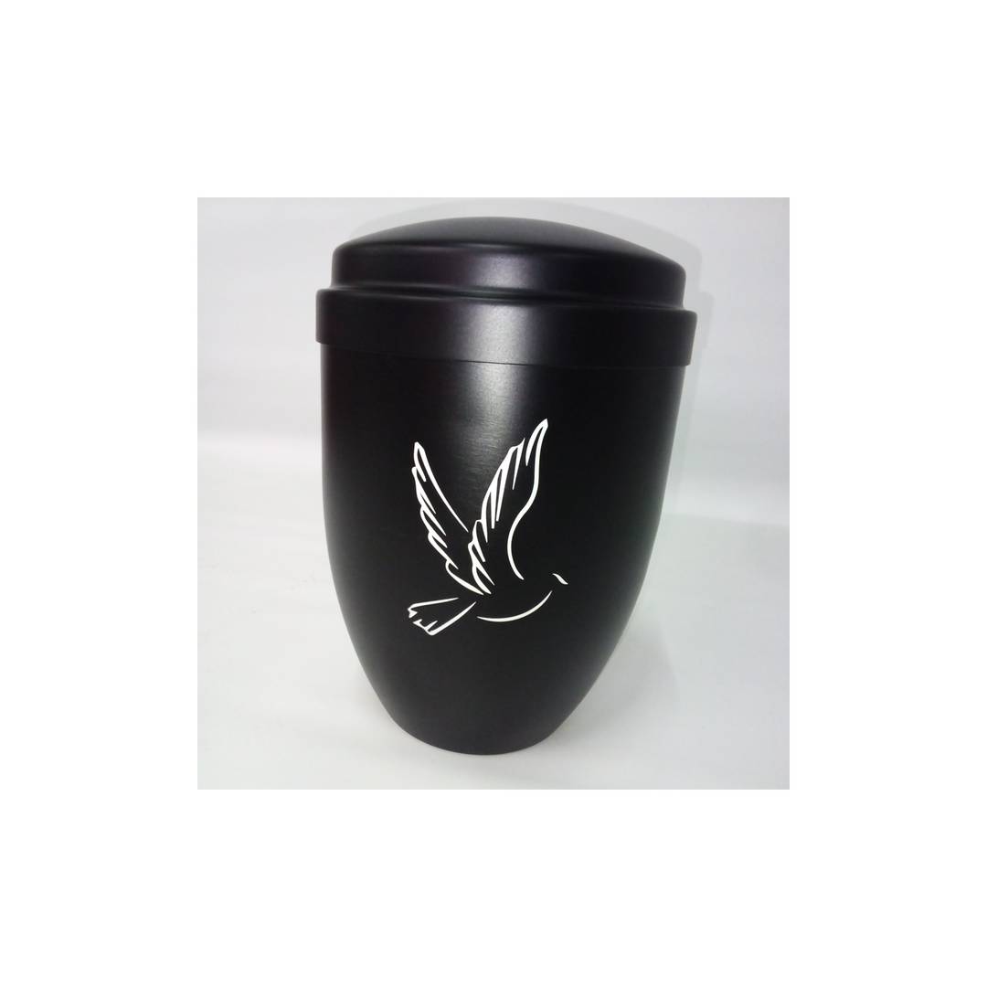 Urn for cremation ashes Funeral souvenir Black metal vessel 160x225 mm