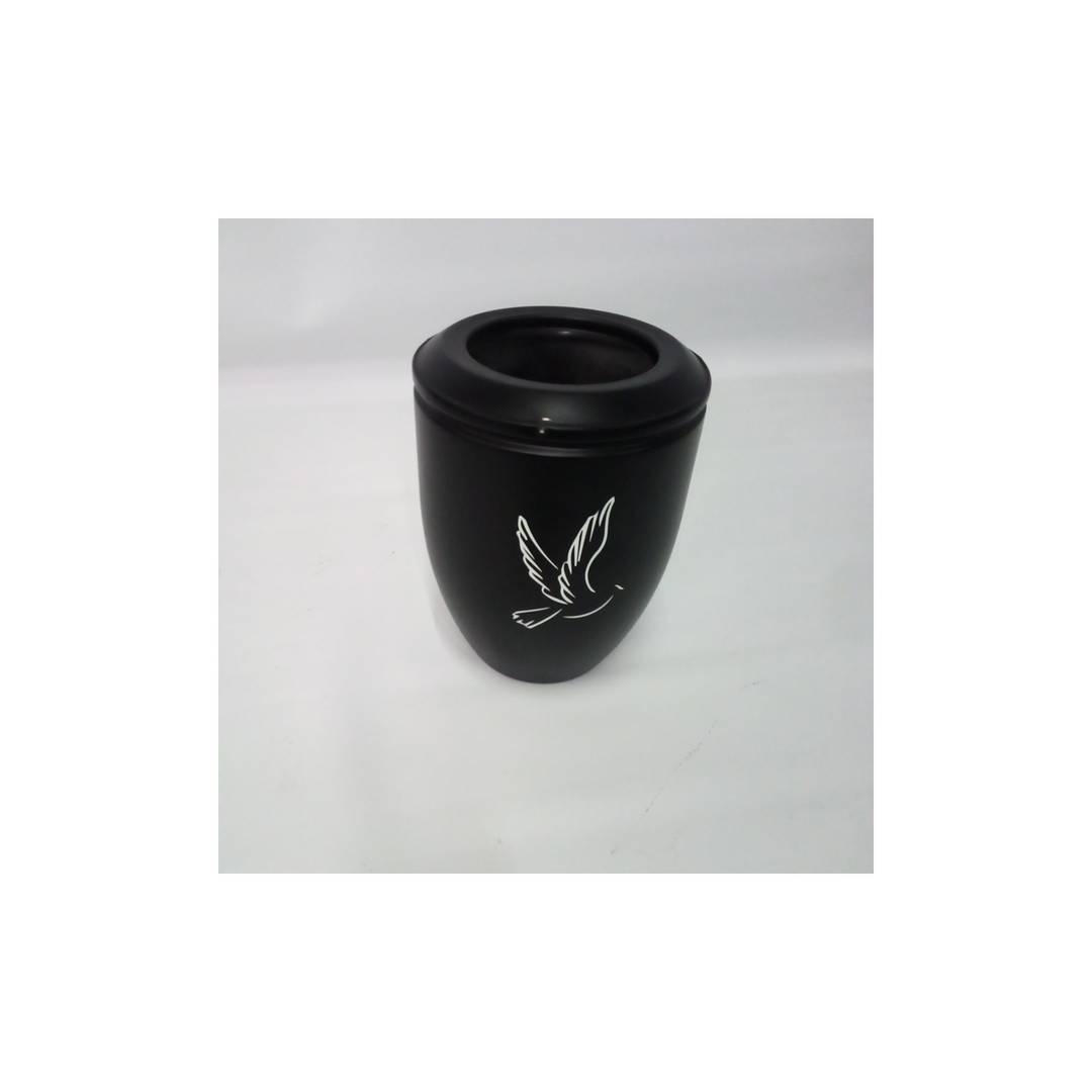 Urn for cremation ashes Funeral souvenir Black metal vessel 160x225 mm