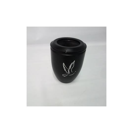 Urn for cremation ashes Funeral souvenir Black metal vessel 160x225 mm