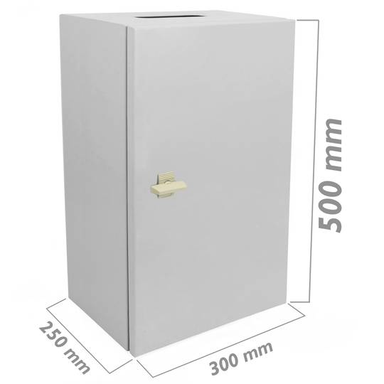 Caja de distribución eléctrica metálica con protección IP65 para fijación a pared 500x300x250mm