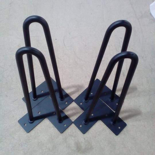 Pieds pour table et meuble Pieds acier 2 tringles 30 cm noir lot de 4