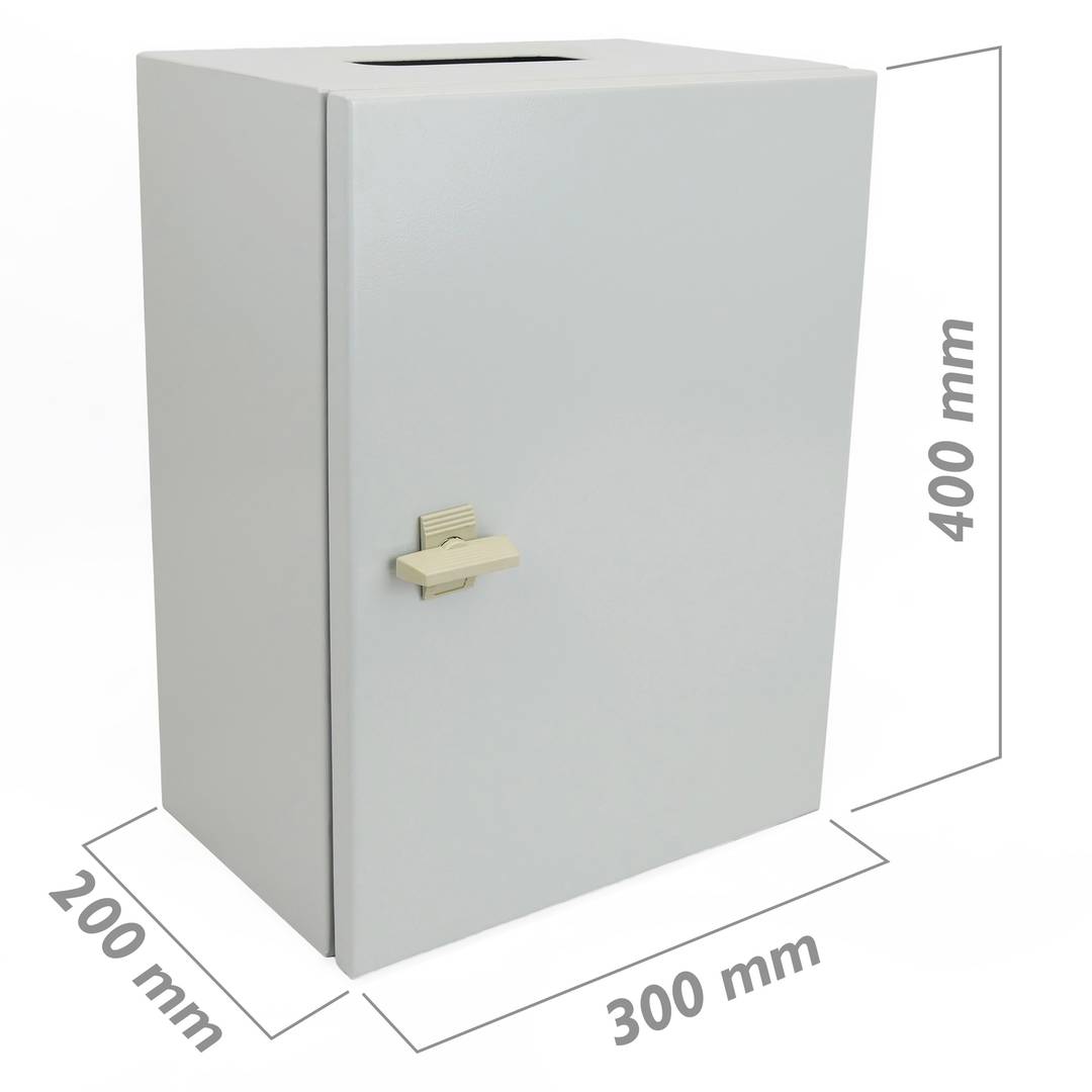Metal electrical distribution box with IP65 protection for wall fixing 400x300x200mm