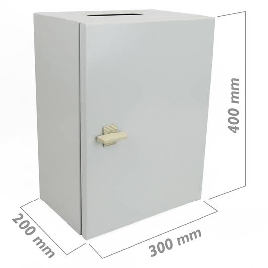 Metal electrical distribution box with IP65 protection for wall fixing 400x300x200mm