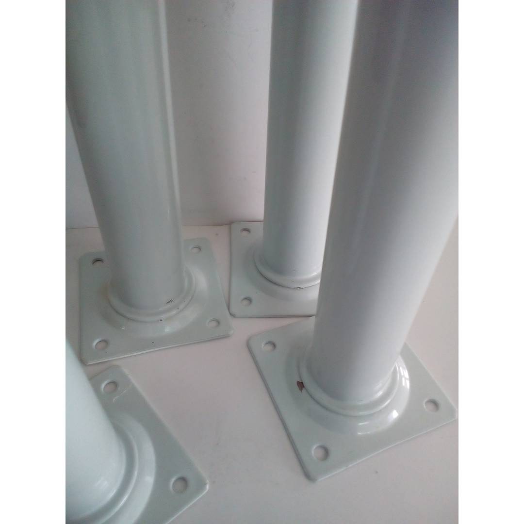 Piedi rotondi per tavolo e mobili. Gambe in acciaio bianco da 4 pezzi da 40 cm