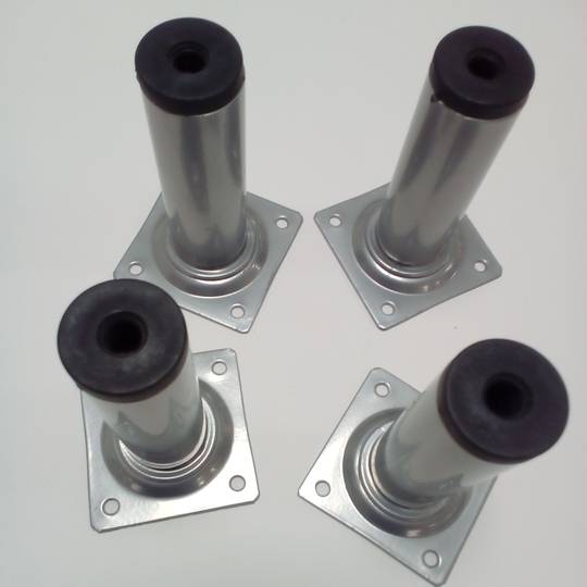 Pés redondos para mesa e móveis. Pernas em aço 10 cm cinza, embalagem de 4