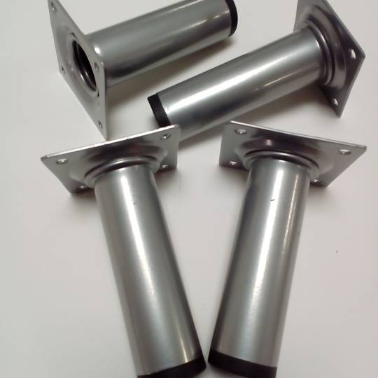 Pés redondos para mesa e móveis. Pernas em aço 10 cm cinza, embalagem de 4